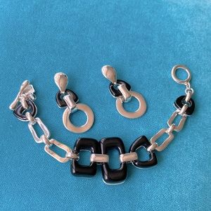 Black & Silver bracelet and earrings set.